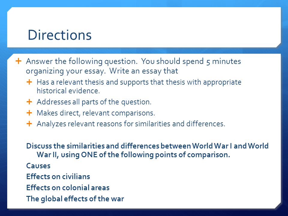 A comparison of the methods and causes of world war i and world war ii